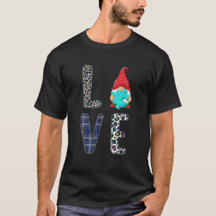Leopard Liebe Süßer Gnom Puzzle Autismus-Bewusstse T-Shirt