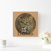 Leopard Liebhaber Kunst Quadratische Wanduhr (Zuhause)