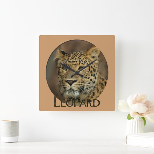 Leopard Liebhaber Kunst Quadratische Wanduhr (Zuhause)