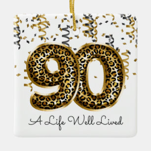 Leopard Life Well Lived 90 Birthday Balloons Foto Keramikornament