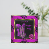 Leopard Lila Pink Plum Lace Rose Corset Party Einladung (Stehend Vorderseite)