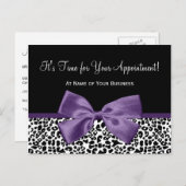 Leopard Lila Ribbon Salon Ernennung Erinnerung Postkarte (Vorne/Hinten)