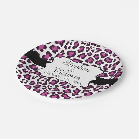 Leopard Lila Schwarz-weiße Teller für kundenspezif (Schrägansicht)