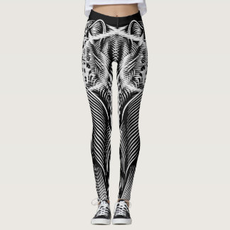 Leopard Line Flow – Artistic Black & White Leggings