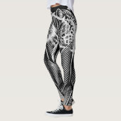 Leopard Line Flow – Künstlerisches Schwarz & Weiß Leggings (Links)