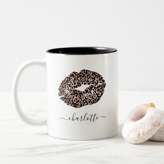 Leopard Lips Animal Print Tasse (Mit Donut)