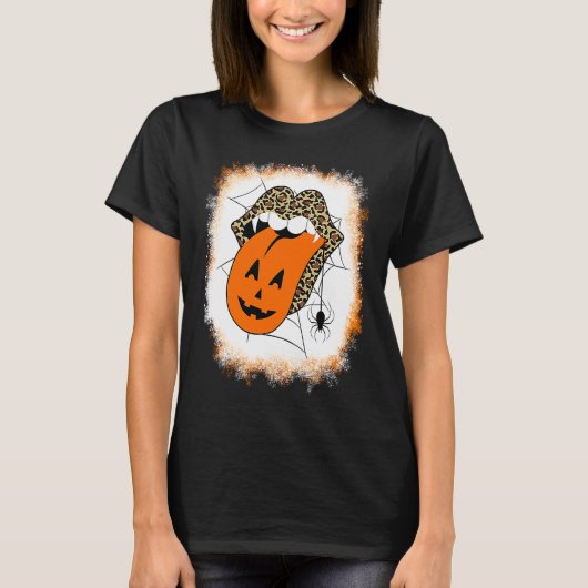 Leopard Lips Halloween Lips Vampire Mouth Pumpkin T-Shirt (Vorderseite)