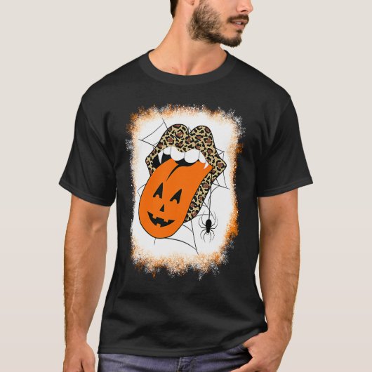Leopard Lips Halloween Lips Vampire Mouth Pumpkin T-Shirt (Vorderseite)