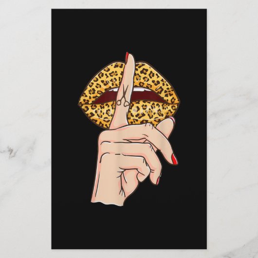 Leopard Lips Scissors Tattoo Finger Cool Barber Briefpapier (Vorderseite)