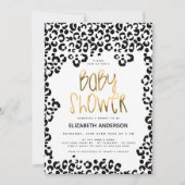 Leopard Little Wild One Safari Gold Baby Dusche Einladung (Vorderseite)