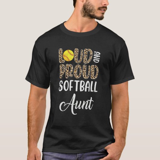 Leopard Loud Proud American Softball Aunt Family T-Shirt (Vorderseite)