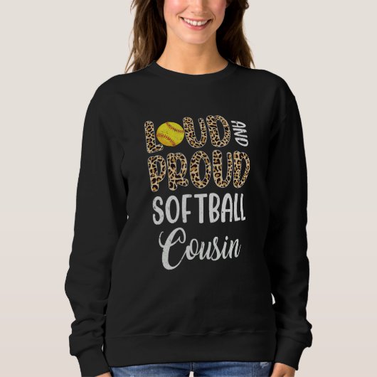 Leopard Loud Proud American Softball Cousin Family Sweatshirt (Vorderseite)