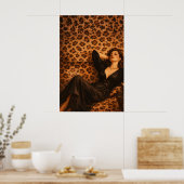 Leopard Lounge Glam Poster, elegante Frau Martini Poster (Küche)