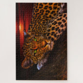 Leopard Lounges am Sonnenuntergang, Big Cat Art Puzzle (Vertikal)