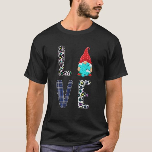 Leopard Love Cute Gnome Puzzle Autism Awareness Ch T-Shirt (Vorderseite)