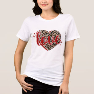 Leopard Love Herz PNG, Chenille Applikation Valent Tri-Blend Shirt