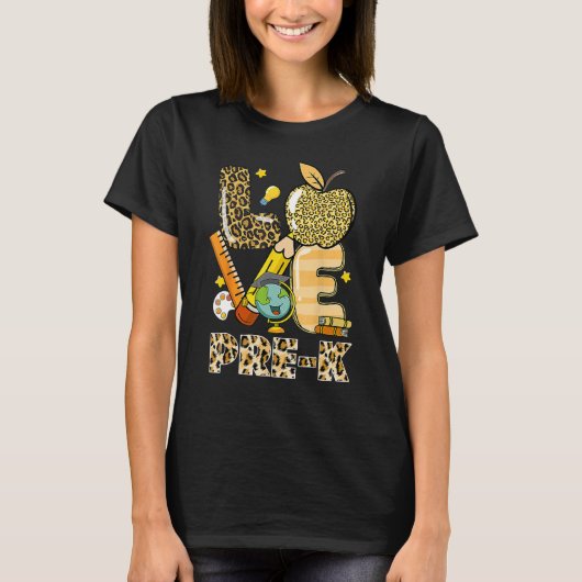 Leopard Love Teaching Pre K Back To School Teacher T-Shirt (Vorderseite)