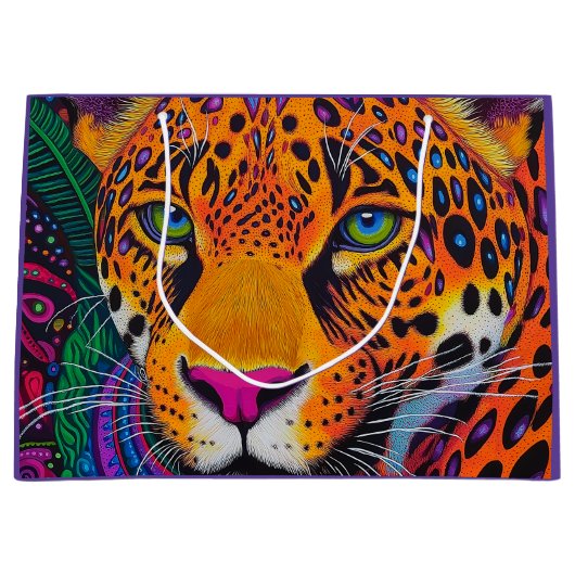 Leopard Luminous Große Geschenktüte (Vorderseite)