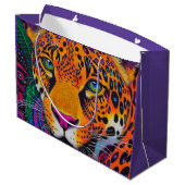 Leopard Luminous Große Geschenktüte (Rückseite Schrägansicht)
