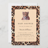Leopard Luxury Lion Tiger Wool Muster Baby Dusche Einladung (Vorderseite)