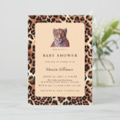 Leopard Luxury Lion Tiger Wool Muster Baby Dusche Einladung (Stehend Vorderseite)