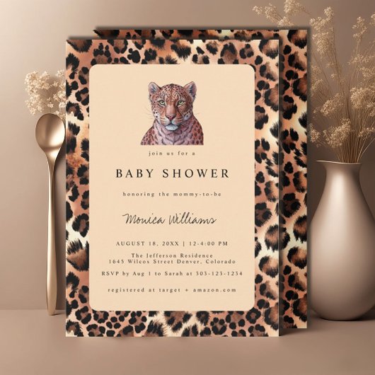 Leopard Luxury Lion Tiger Wool Muster Baby Dusche Einladung