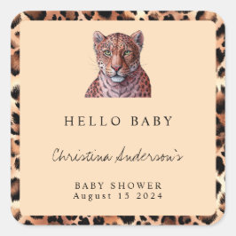Leopard Luxury Lion Tiger Wool Muster Baby Dusche Quadratischer Aufkleber
