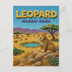 Leopard Maasai Mara Modern KlayKoo Postkarte