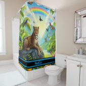 Leopard Majestät: farbenfrohe Dschungelfolien Duschvorhang (Beispiel)