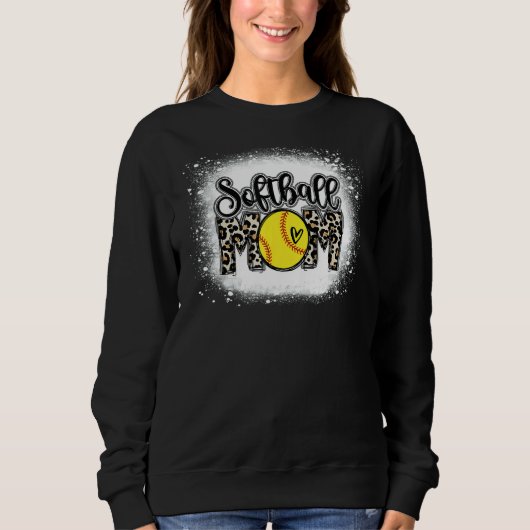 Leopard-Mama auf Softball geblasen Sweatshirt (Vorderseite)