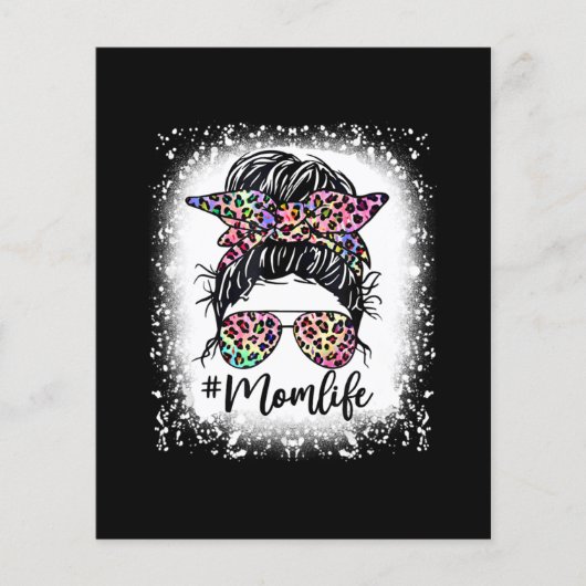 Leopard Mama Life Messy Bun Gefärbte Krawatte Mütt Flyer (Vorne)