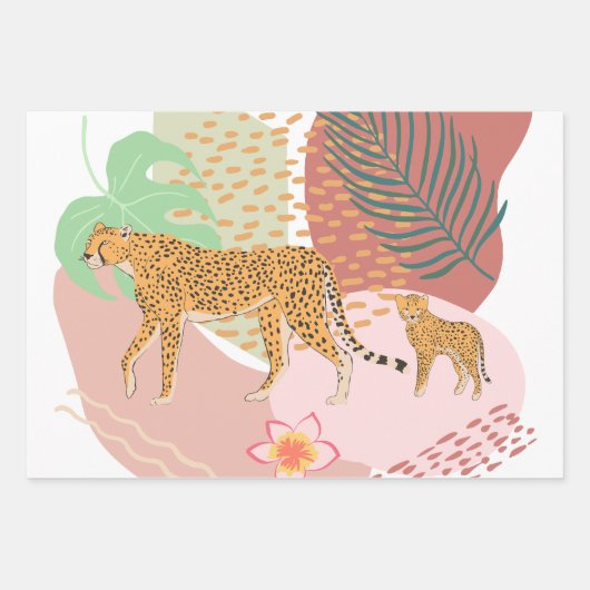 Leopard Mama und Baby im Dschungel Geschenkpapier Set (Vorderseite 2)
