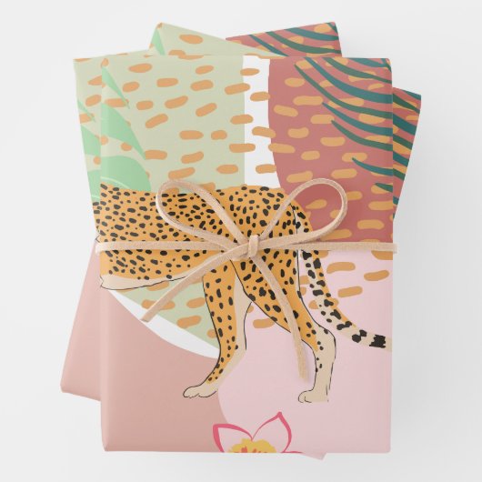 Leopard Mama und Baby im Dschungel Geschenkpapier Set (Beispiel)