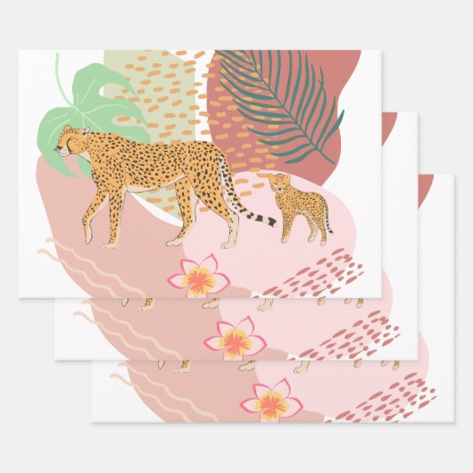 Leopard Mama und Baby im Dschungel Geschenkpapier Set (Set)