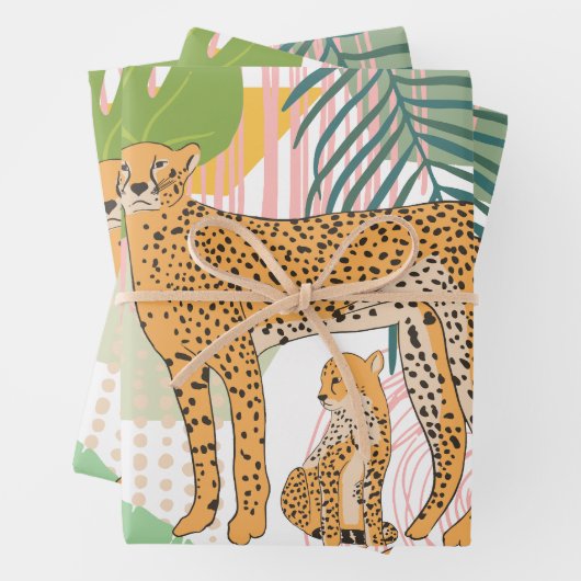 Leopard Mama und Baby im Dschungel Geschenkpapier Set (Beispiel)