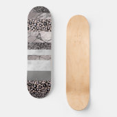 Leopard Marble Glitter Streifen Glam 1 Skateboard (Vorderseite)