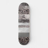 Leopard Marble Glitter Streifen Glam 1 Skateboard (Vorderseite)