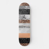 Leopard Marble Glitter Streifen Glam 3 Skateboard (Vorderseite)