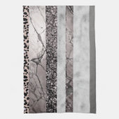 Leopard Marmor Glitter Streifen Glam 1 Geschirrtuch (Vertikal)