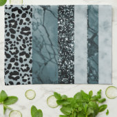 Leopard Marmor Glitter Streifen Glam 2 Geschirrtuch (Gefaltet)