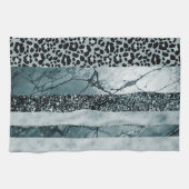 Leopard Marmor Glitter Streifen Glam 2 Geschirrtuch (Horizontal)