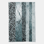 Leopard Marmor Glitter Streifen Glam 2 Geschirrtuch (Vertikal)