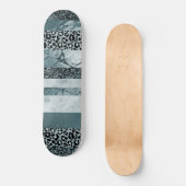 Leopard Marmor Glitter Streifen Glam 2 Skateboard (Vorderseite)
