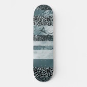 Leopard Marmor Glitter Streifen Glam 2 Skateboard (Vorderseite)