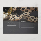 Leopard Masquerade Mask & Pearl Save the Date Ankündigungspostkarte (Rückseite)