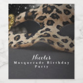 Leopard Masquerade Mask & Pearls Party Weinmarken Weinetikett (Einzelnes Label)