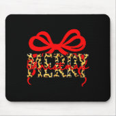 Leopard Merry Christmas Coquette Bow Xmas Holiday Mousepad (Vorne)