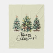 Leopard Merry Christmas Tree Coquette Bow Xmas Fleecedecke (Vorderseite)