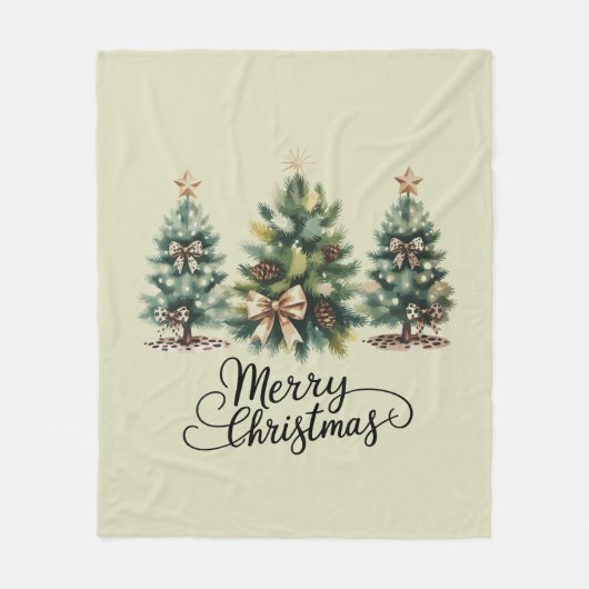 Leopard Merry Christmas Tree Coquette Bow Xmas Fleecedecke (Vorderseite)