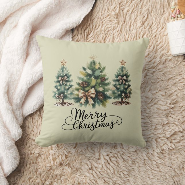 Leopard Merry Christmas Tree Coquette Bow Xmas Kissen (Decke)